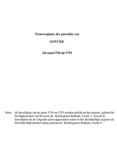 Kaft van Gooik: Trouwregister 1754-1793