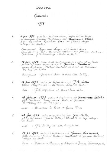 Kaft van Kester: Geboorten 1779-1793