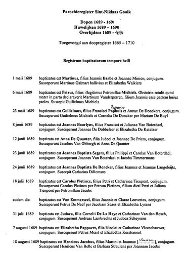 Kaft van Gooik: Dopen 1689-1691 / Huwelijken 1689-1690 / Overlijdens 1689-1691 / Toegevoegd aan doopregister 1665-1710