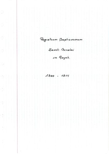 Kaft van Gooik: Doopregister 1900-1914