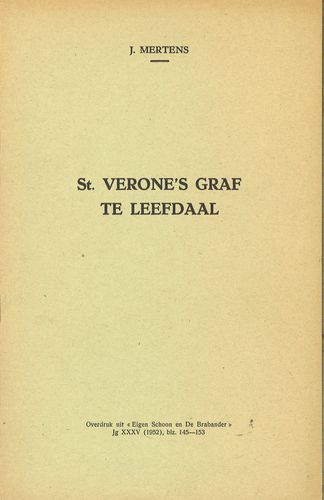 Kaft van St. Verone´s Graf te Leefdaal