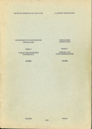 Kaft van Toegangen Genealogie Reeks I - Indices van Parochieregisters GOOIK